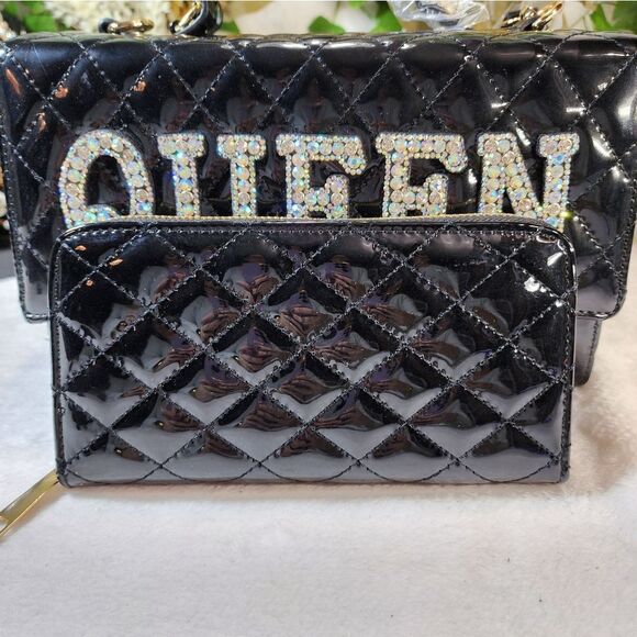 New Black Quilted Bag with Matching Wallet - Picture 9 of 17